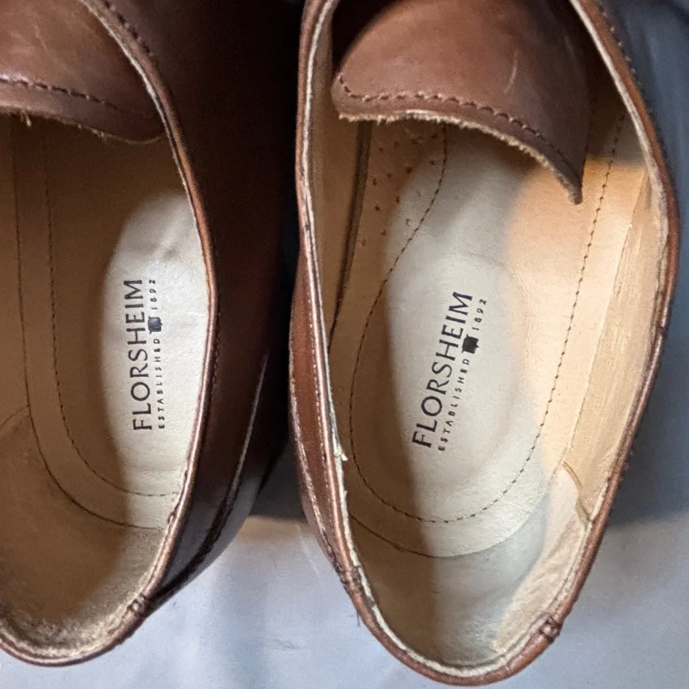 Florsheim Men's Tan Leather Oxfords Size 12D New in Box Dress Shoe 4 Eyelet - Picture 5 of 8